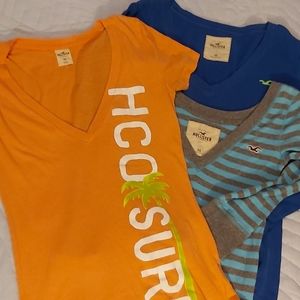 HOLLISTER (LOT OF 3) XS  2 LONGSLEEVE  1 SHORTSLEE